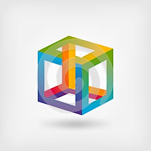 Impossible cube multicolor abstract symbol