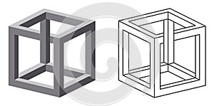 Impossible cube optical illusion