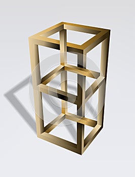 Impossible cube optical illusion.