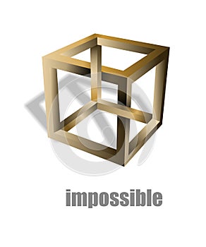 Impossible cube optical illusion.
