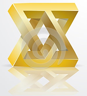 Impossible Figure Golden Icon Sign, Infinity Concept, Abstract V