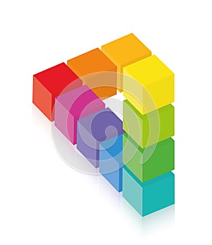 Impossible Figure Optical Illusion Colored Cubes