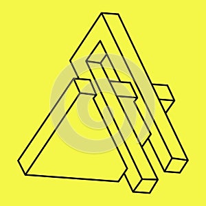 Impossible object. Line geometric shape. Optical illusion figure. Optical art.