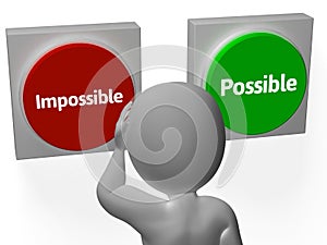 Impossible Possible Buttons Shows Positivity Or Adversity