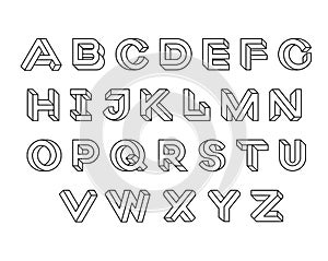 Impossible shape font design, alphabet letters and numbers vector illustration.