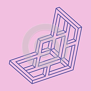 Impossible shapes, optical illusion figures, vector. Escher paradox. Optical art objects. Geometry modern logo.