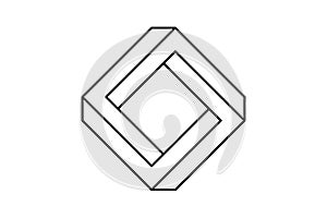 Impossible square shape. Optical visual illusion. Rectangular Infinite loop symbol. Abstract unreal geometric form