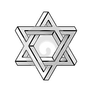 Impossible star of David. Vector