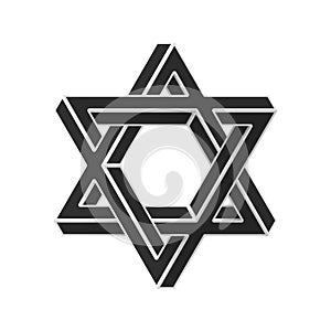 Impossible star of David. Vector