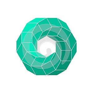 Impossible toroidal polyhedron. Green impossible infinite shape.