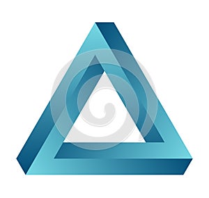 Impossible triangle. Eternal figure. Penrose optical illusion. Vector illustration