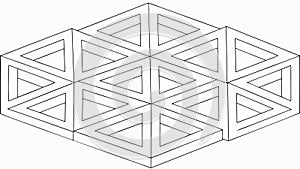 Impossible Triangle Geometric Pattern in Optical Illusion, vector design Generative AI