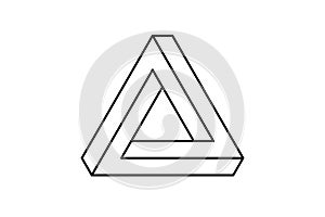 Impossible triangle shape. Optical visual illusion. Triangular Infinite loop symbol. Abstract unreal geometric form