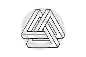 Impossible triangle shape. Optical visual illusion. Triangular Infinite loop symbol. Abstract unreal geometric form