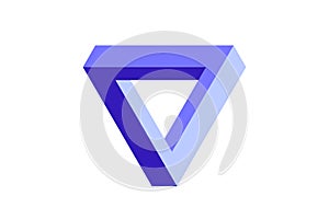 Impossible triangle shape. Optical visual illusion. Triangular Infinite loop symbol. Abstract unreal geometric form