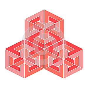 Impossible or undecidable object vector illustration. Optical illusion figure isolated.