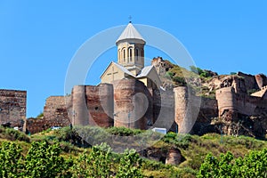 Impregnable ancient fortress Narikala and church of St. Nicholas in Tbilisi, Georgia