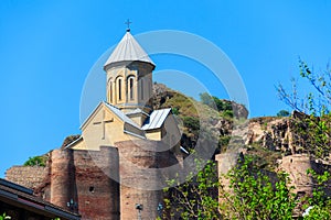 Impregnable ancient fortress Narikala and church of St. Nicholas in Tbilisi, Georgia