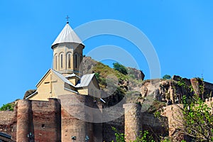 Impregnable ancient fortress Narikala and church of St. Nicholas in Tbilisi, Georgia