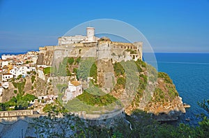 Impregnable castle of Gaeta in the rays of the setting sun