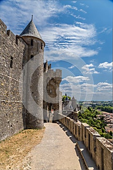 Impregnable medieval fortress in Carcassonne, France. UNESCO List