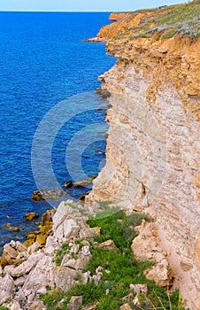 An impregnable precipitous rocky shore in the eastern Crimea