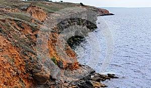 An impregnable precipitous rocky shore in the eastern Crimea