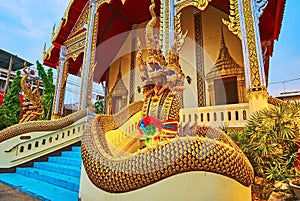 Impresiive Naga serpents of Wat Suan Dok Viharn, Lampang, Thailand