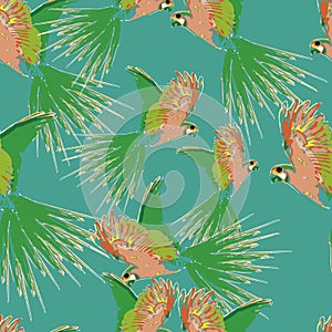 Macaw Tropical Bird Vector Seamless Print
