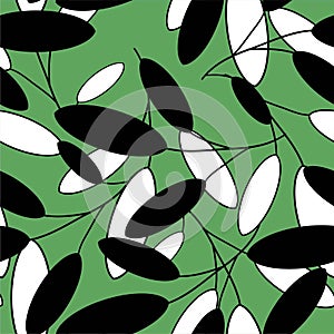 Oval Leaves Vector Pattern Seamless