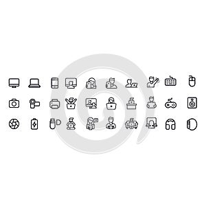 Digital Technology Line Icons Set vector design