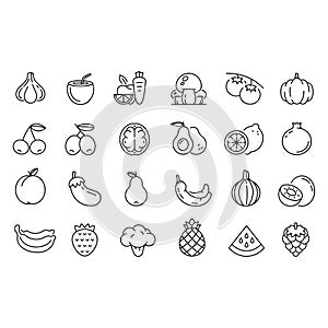 Fruits and Vegetable icons for web vector design