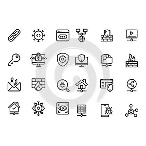 Simple Set of Data Security Related Vector Line Icons