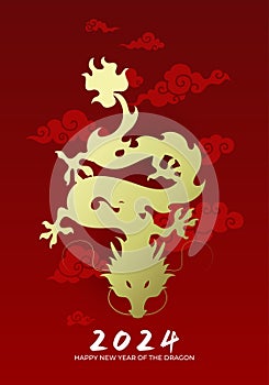 Asian dragon shape front view chinese new year 2024