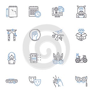 impressionism art line icons collection. Light, Color, Brushstrokes, Atmosphere, Outdoor, Nature, Movement vector and