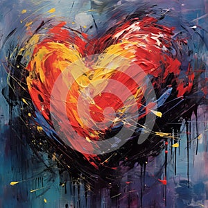 Impressionism Heart Drawing With Restrained Brush Strokes