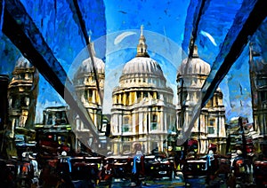 A impressionist style painting of St Pauls Cathedral London