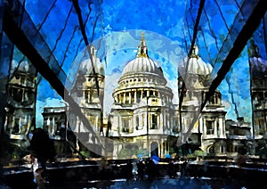 A impressionist style painting of St Pauls Cathedral London