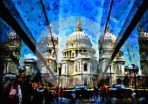 A impressionist style painting of St Pauls Cathedral London