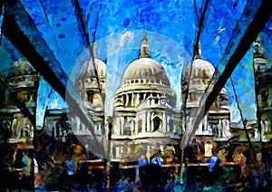 A impressionist style painting of St Pauls Cathedral London