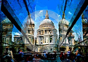 A impressionist style painting of St Pauls Cathedral London