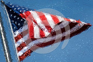 Impressionistic Style Artwork of an American Flag Flying High, Proud and Free