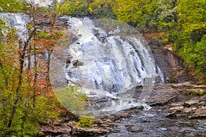 Impressionistic Style Artwork of an Autumn Waterfall
