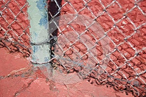 Impressionistic Style Artwork of a Chain-link Fence and a Tennis Court