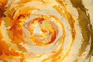 Impressionistic Style Artwork of a Nature Abstract: Lost in the Gentle Folds of the Delicate Orange Rose