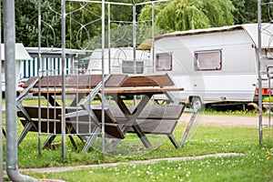 Impressions on a campsite on a sunny day