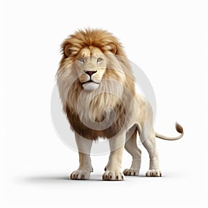 Impressive 3d Rendering Of A Realistic Lion On White Background