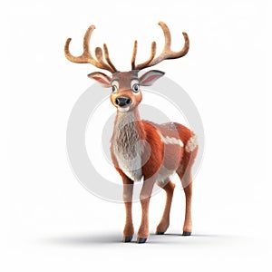 Impressive 8k Resolution Cartoon Deer On White Background