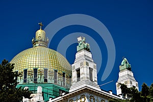 Impressive art deco church with golden cuppola