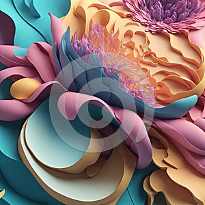 artwork of futuristic organic, soft color, abstraction, rococo pastel colors, color gradient photo
